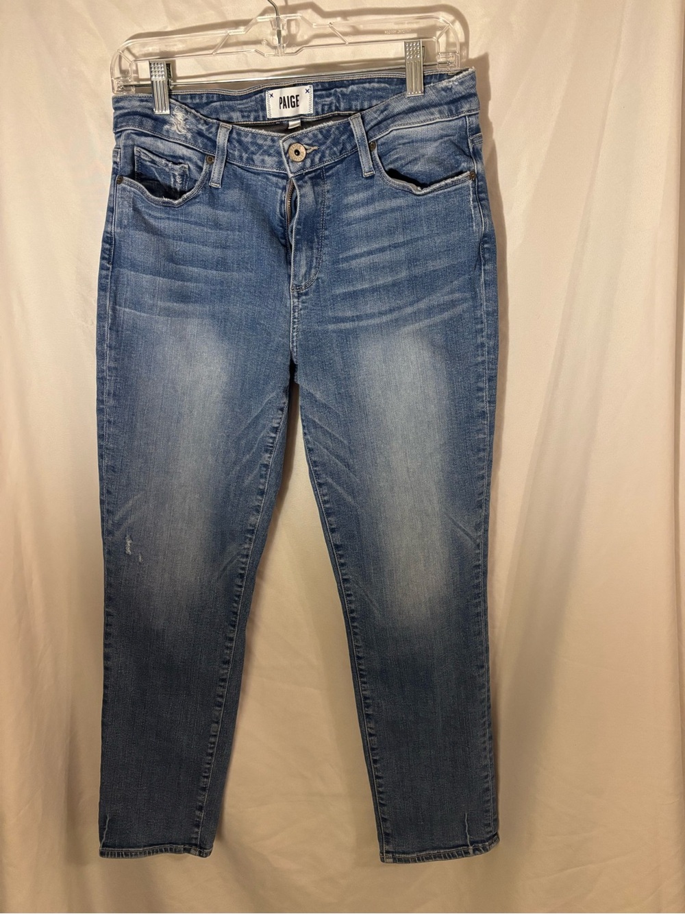 PAIGE Light Blue Skinny Jeans with Subtle Fade